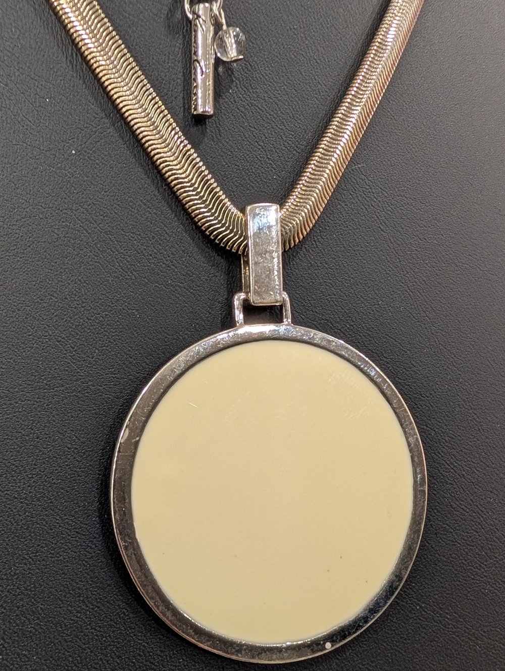 Kenneth Cole New York Silver Tone Herringbone Chain With Circular Pendant